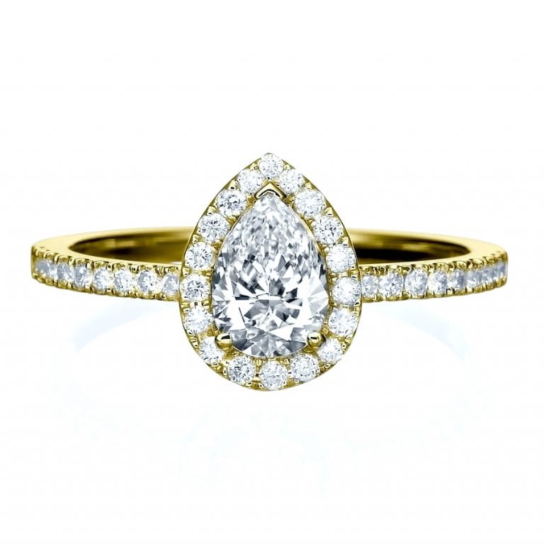 1.3 carat Pear Diamond Halo Engagement Ring South Bay Jewelry