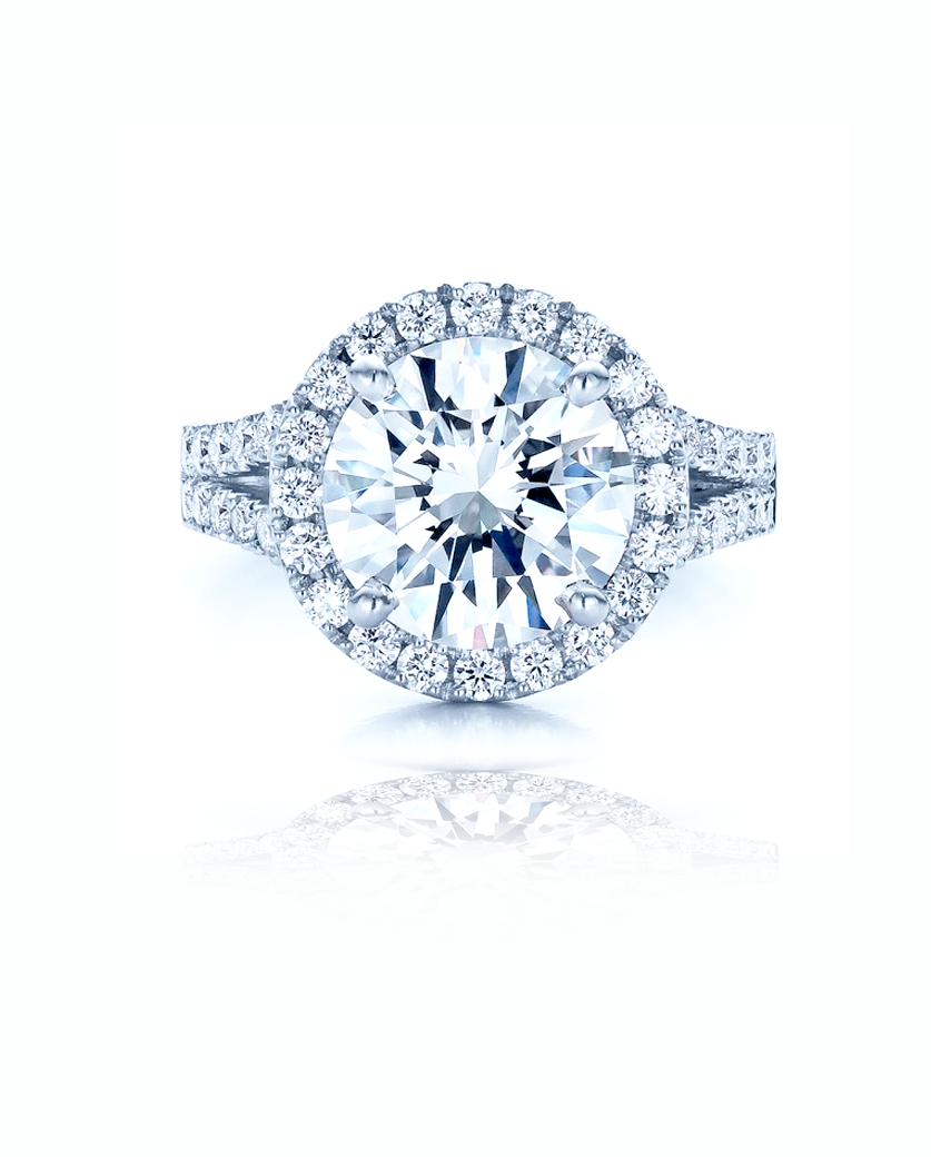 2 Carat Lab Grown Round Diamond Halo Engagement Ring