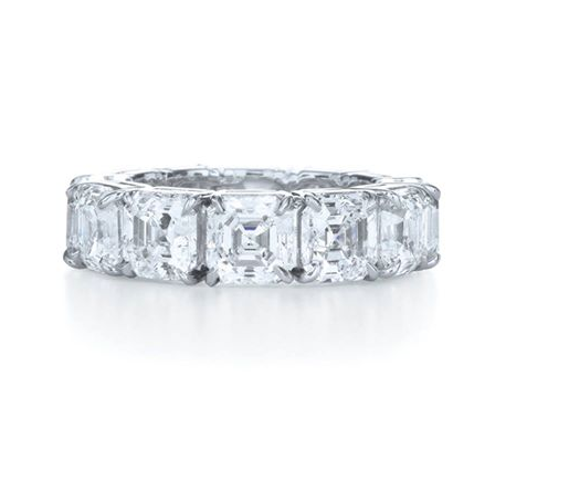 2.50ct Asscher Cut Diamond Eternity Band in 18k Champagne Yellow Gold –  Mark Broumand