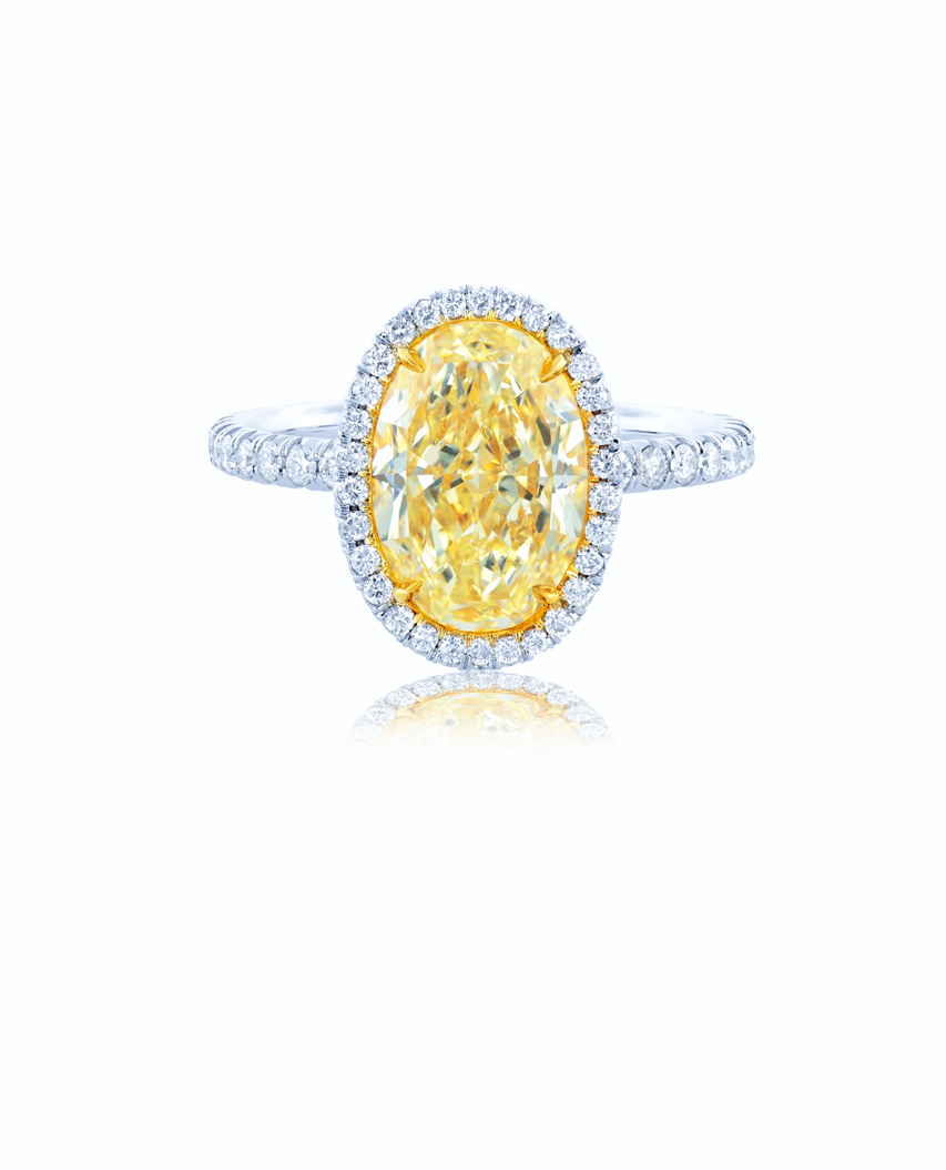 Canaray Oval Engagement Halo Diamond Ring - South Bay Jewelry