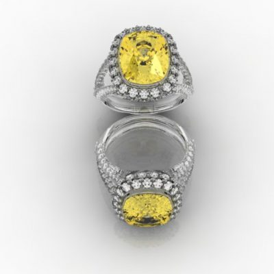 Yellow Sapphire Cushion Ring
